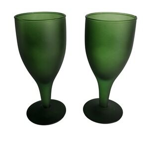 Copa Clasica Green Wine Glasses Set of 2 Painted Color Made in Mexico‎